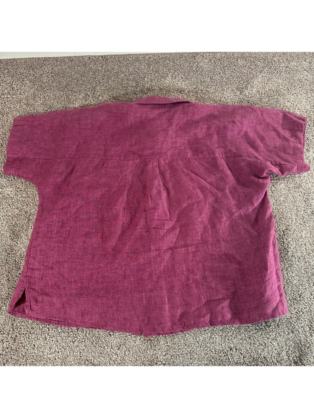 Eileen Fisher Dark Pink Button Up Linen Shirt Women’s size Medium M - Picture 8 of 9